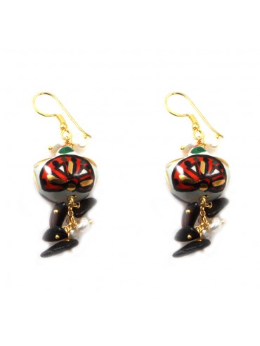 Orecchini coffa panaro in ceramica di caltagirone sicilaini sicilia occ0009