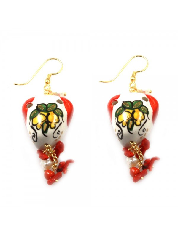 Orecchini anfora bummulu in ceramica di caltagirone siciliani sicilia occ0013