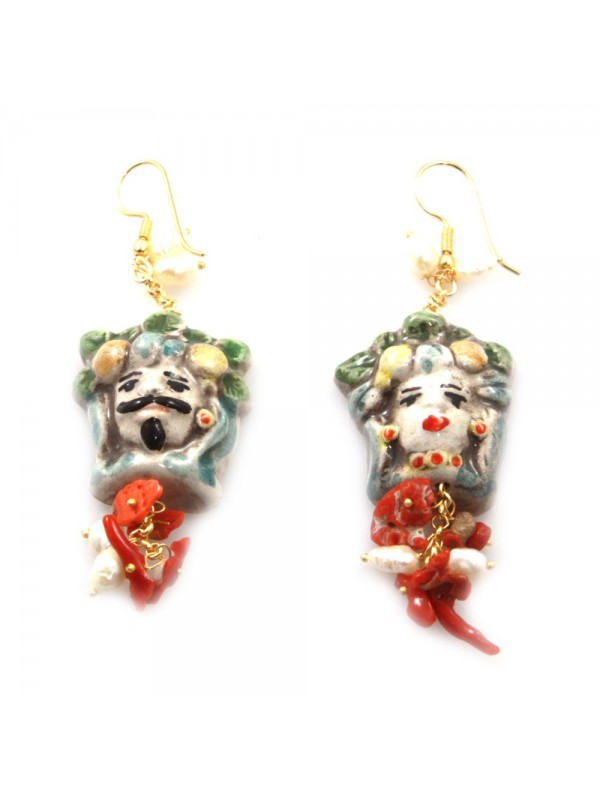 Orecchini testa di moro in ceramica di caltagirone siciliani sicilia occ0015