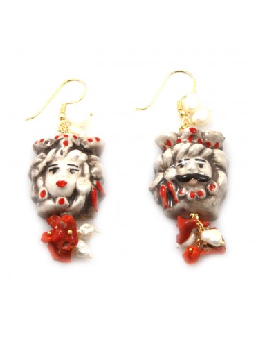 Orecchini testa di moro in ceramica di caltagirone siciliani sicilia occ0016