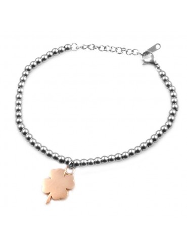 Bracciale donna in acciaio con quadrifoglio bcc0030