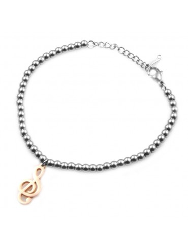Bracciale donna in acciaio con chiave di violino o sol bcc0032