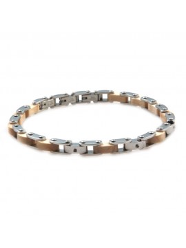 Bracciale uomo in acciaio legno e strass bcc0056