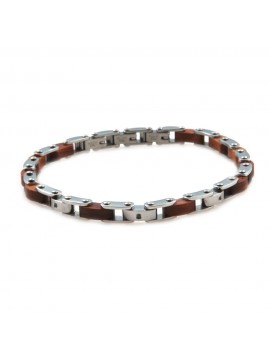 Bracciale uomo in acciaio legno e strass bcc0057