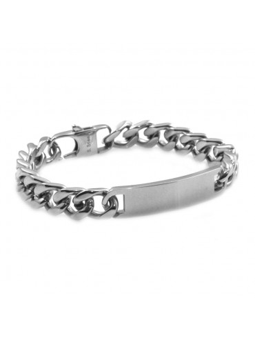 bracciale grumetta in acciaio con piastra ottimo da incidere