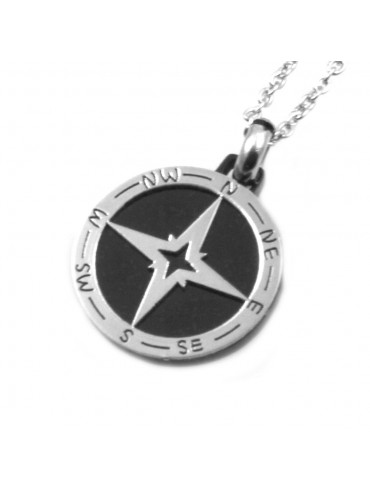 Collana uomo rosa dei venti ciondolo in acciaio cll1646