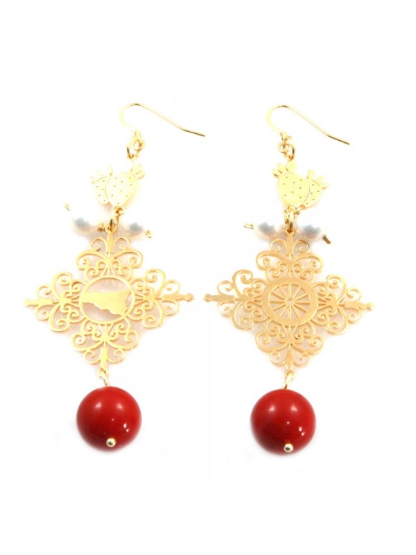 orecchini donna trinacria sicilia fichi d'india gioielli siciliani occ0118