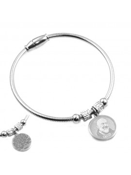Bracciale padre pio san pietralcina acciaio e strass bcc0060