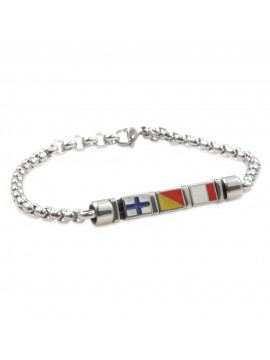 bracciale uomo in acciaio con bandiere nautiche marinare bcc1542