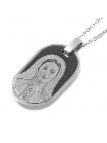 Collana madonna di mejugorie in acciaio e strass cll0715