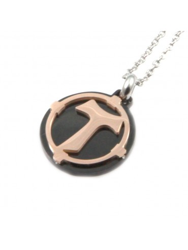 collana con tau francescano in acciaio cll1369