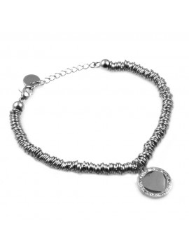 Bracciale donna con cuore in acciaio e strass bcc0042