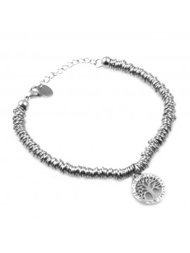 Bracciale donna con albero della vita in acciaio e strass bcc0045