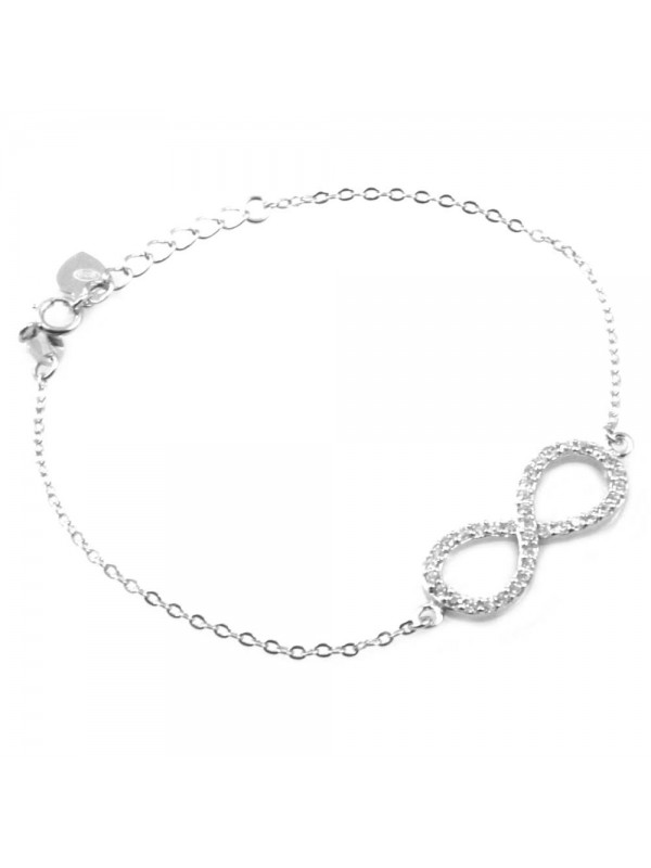 Bracciale donna con infinito in argento e strass bcc0062