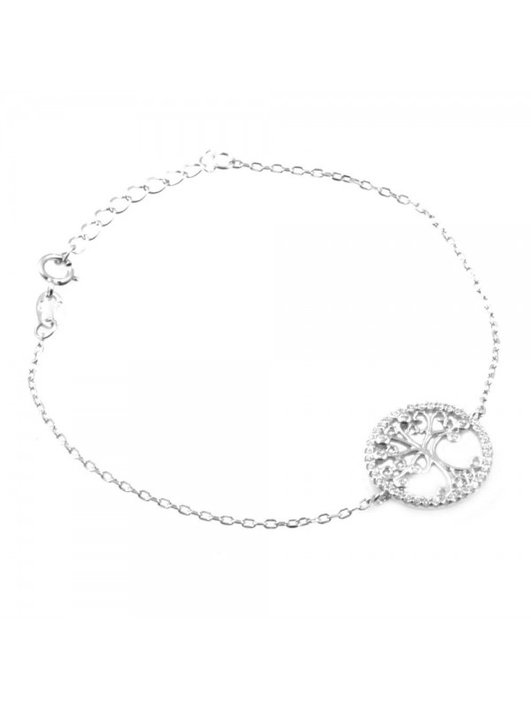 Bracciale donna con albero della vita in argento e strass bcc0063