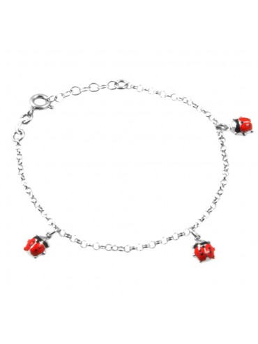 Bracciale con coccinelle donna bimba ragazza in argento 925 bcc0316