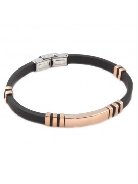Bracciale uomo in acciaio e caucciù piastra per incisioni bcc0516