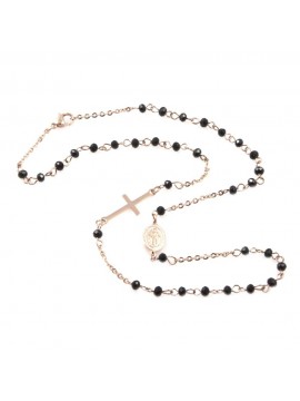 Collana rosario in acciaio ramato uomo donna cll0581