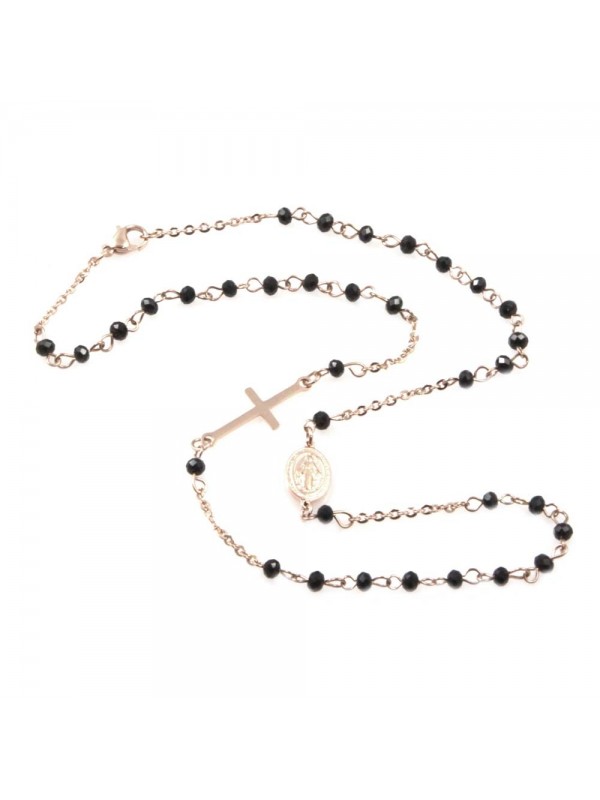 Collana rosario in acciaio ramato uomo donna cll0581