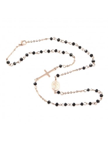 Collana rosario in acciaio ramato uomo donna cll0581