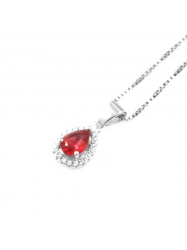Collana punto luce donna a goccia colore rubino in argento 925 cll0638