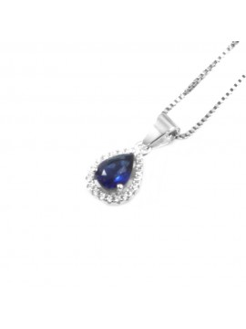 Collana punto luce donna a goccia colore zaffiro in argento 925 cll0640