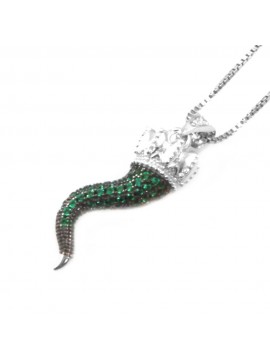 Collana con corno napoletano porta fortuna donna in argento 925 cll0643