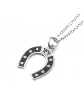 Collana con ferro di cavallo portafortuna uomo in acciaio cll0663
