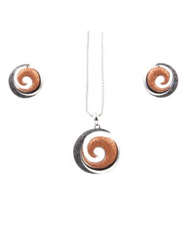 Parure donna collana e orecchini in bronzo e glitter spirale par0001