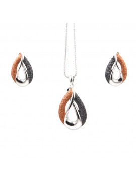 Parure donna collana e orecchini in bronzo e glitter goccia par0004