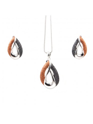 Parure donna collana e orecchini in bronzo e glitter goccia par0004