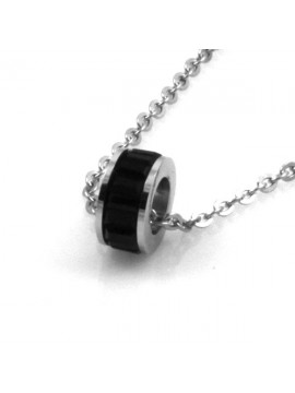 Collana con rotellina di strass in acciaio