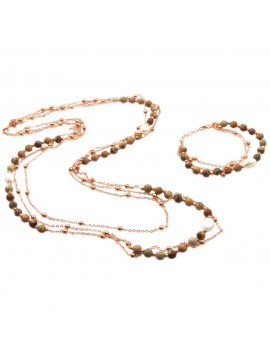 Parure donna collana e bracciale in bronzo pietre perle e cristalli par0012