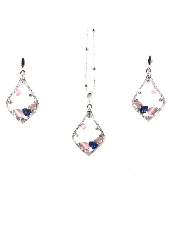 Parure donna collana e orecchini in bronzo e cristalli colorati par0017