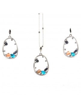 Parure donna collana e orecchini in bronzo e cristalli colorati par0018