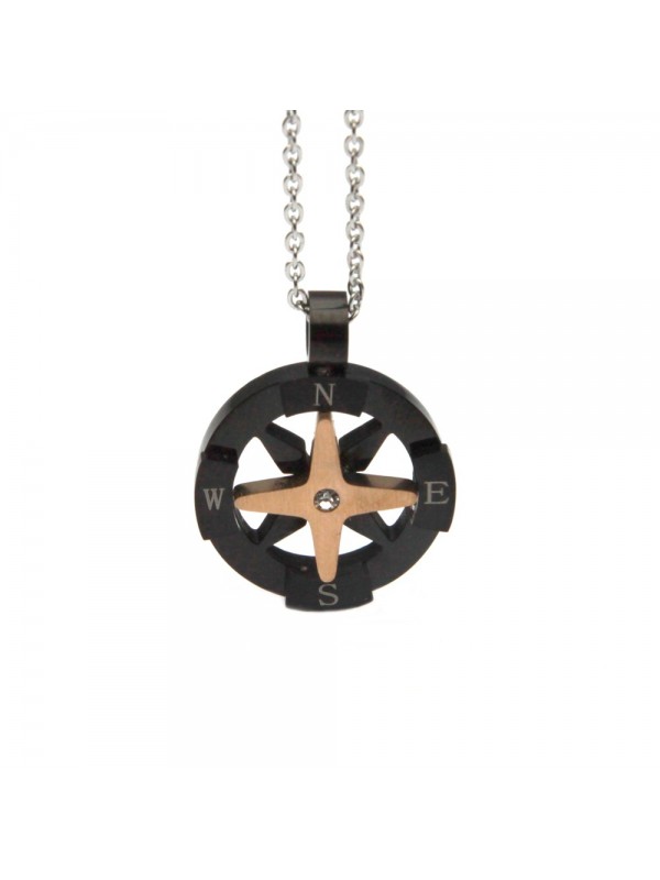 Collana rosa dei venti uomo in acciaio ramato - cll0664