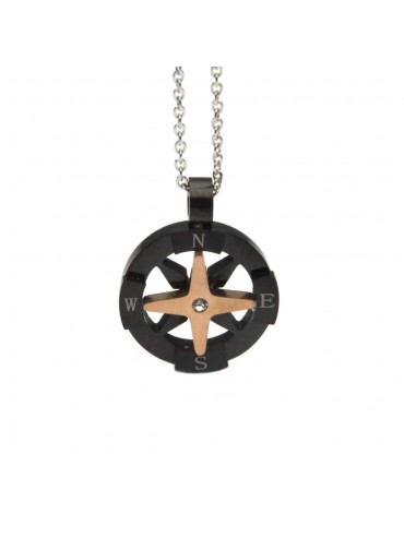 Collana rosa dei venti uomo in acciaio ramato - cll0664