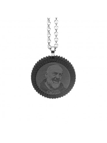 Collana di padre pio santo di pietralcina in acciaio - cln0201