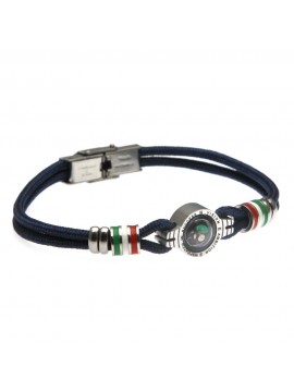 Bracciale bussola uomo in acciaio e cordoncino blu - bcc0204