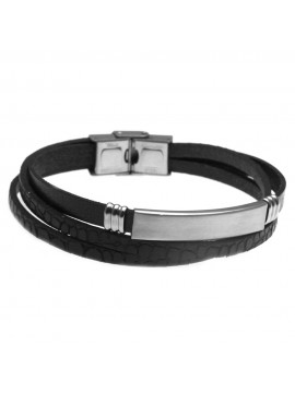bracciale uomo con piastra per incisione e pelle bcc2056