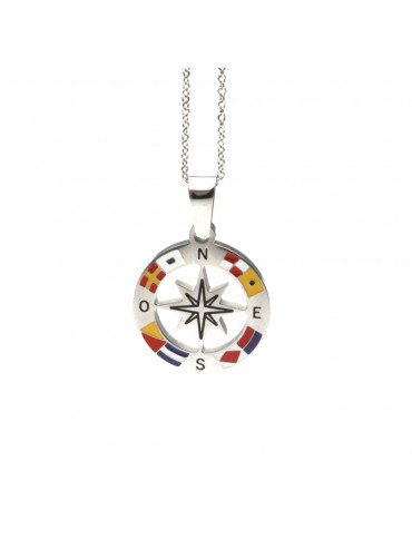 Collana rosa dei venti in acciaio e bandiere