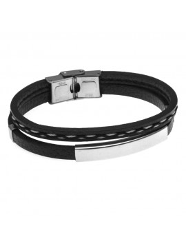 Bracciale uomo in acciaio e caucciu piastra per incisione personalizzata
