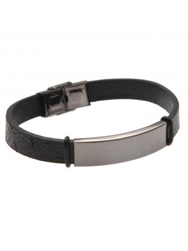bracciale uomo con piastra in acciaio e pelle personalizzabile con incisione