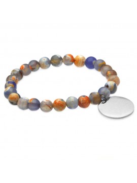 Bracciale donna pietre dure ciondolo in acciaio per incisioni elastico - bcc0069