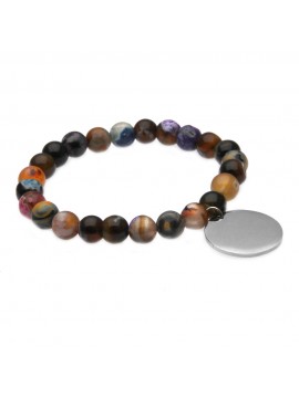 Bracciale donna pietre dure ciondolo in acciaio per incisioni  - bcc0283