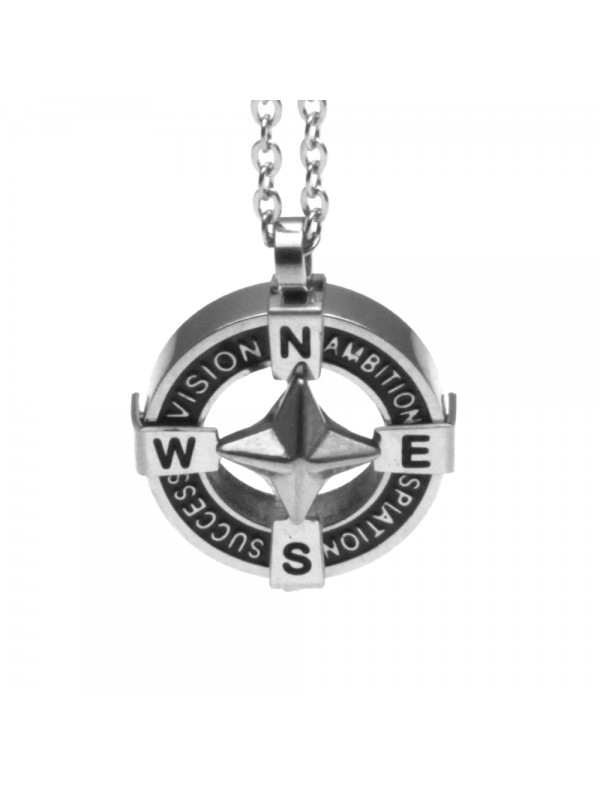 Collana uomo rosa dei venti ciondolo in acciaio cln0140