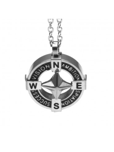 Collana uomo rosa dei venti ciondolo in acciaio cln0140