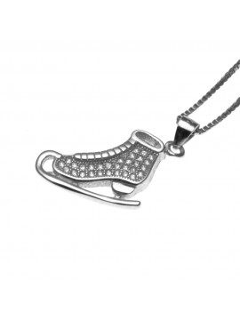 collana donna con pattino da ghiaccio ciondolo in argento 925 zirconi cll1580