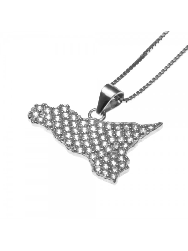 Collana con sicilia donna ciondolo in argento e zirconi cll0620