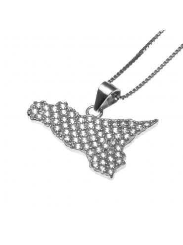 Collana con sicilia donna ciondolo in argento e zirconi cll0620